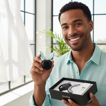GlorySmile Male Model Holding LED Whitening Kit